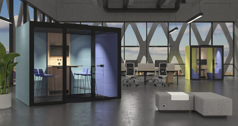 Meeting pods or meeting booths in an office